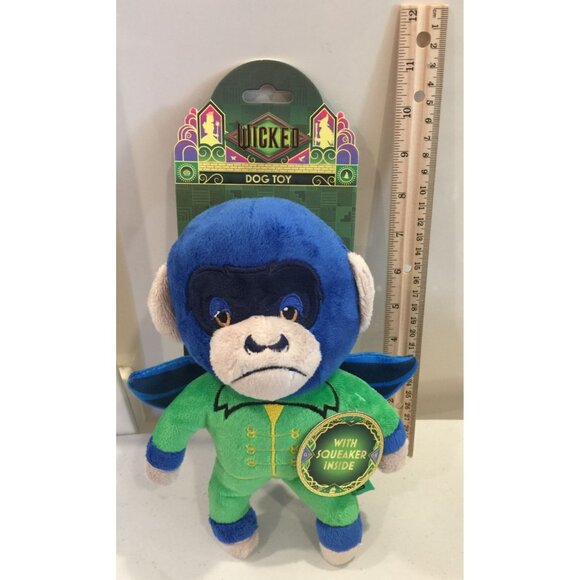 WICKED Flying Monkey 9" Plush Squeak Dog Toy Blue Green - Picture 3 of 3